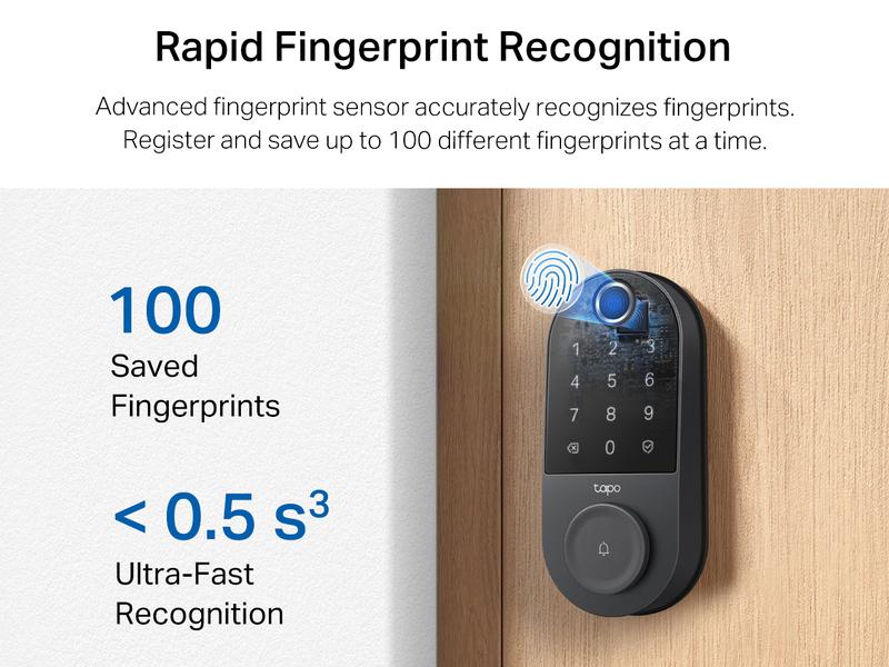 TP-Link & Tapo DL110 Smart Door Lock｜6 Ways Unlock｜1-Yr Battery｜IP65 Stormproof｜Built-in Doorbell｜Scheduled Access｜BHMA Grade 2