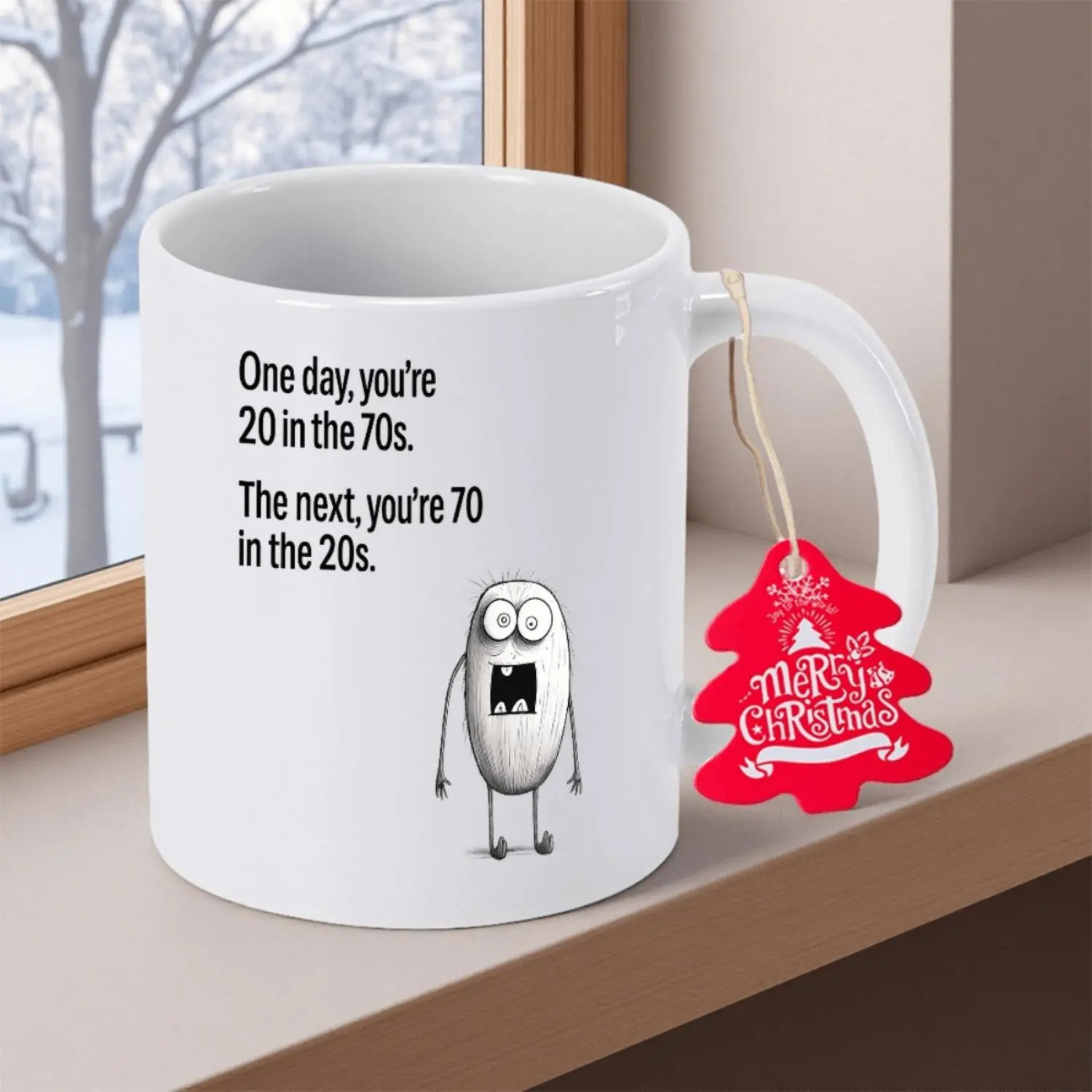 Elegant 11oz Ceramic Coffee Mug Celebrating Birthdays from 20th to 70th with Humorous Quote Reusable Gift for Men and Women