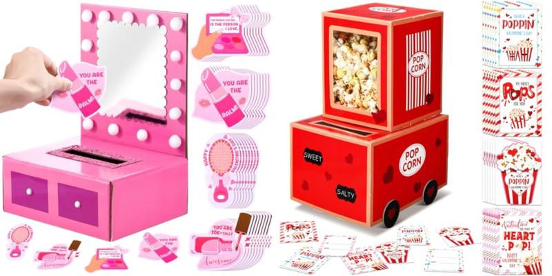 Valentine's Day Gift DIY Valentines Mailbox Valentine Cards Animal Fun Craft Treat Box with 33 Greeting Cards,Valentines Mini Envelope Box for Students Teacher,School Party Gift,Galentine's Day Birthday Holiday Wedding Party Favor, Classroom Gift Exchange