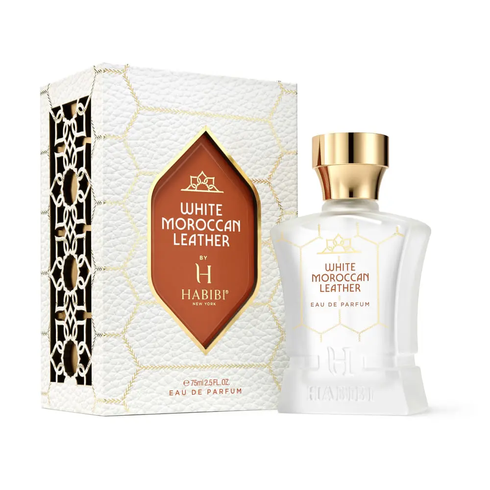 HABIBI NEW YORK White Moroccan Leather EAU DE Perfum For Him, Sunlit Leather And Citrus — 25% Oil, Extrait,  8-12 Hr Longevity, Handcrafted in New York Oriental Spicy Cologne
