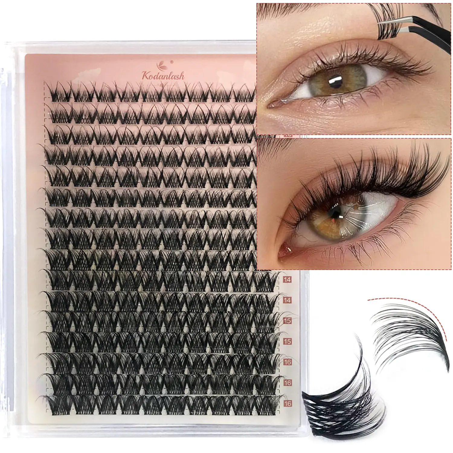 160 PCS CC-Curl Lash Cluster Invisible Band DIY Eyelash Extensions, Wispy Natural Volume Individual Lashes, 9-16MM Cluster Lashes for Easy Home Application Cosmetic Makeup