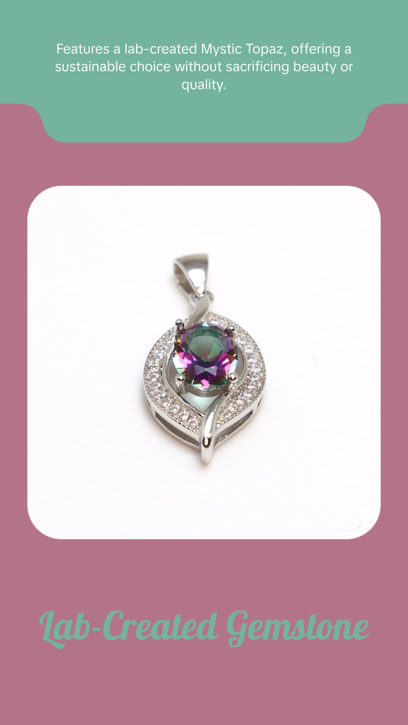925 Sterling Silver Mystic Topaz Pendant Necklace