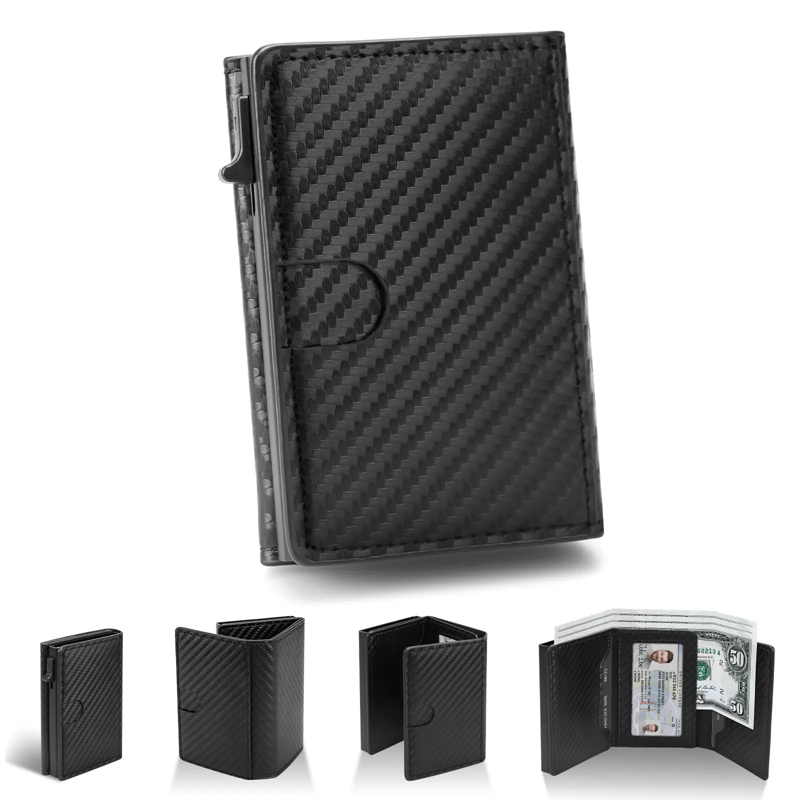 Wallet for Men RFID Blocking Leather Credit Card Holder Wallet for 15 Cards, Large Capacity Wallet with ID Windows & Cash Slot for Daily Use for Gift