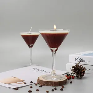 Espresso & Martini Cocktail Scent Coffee Martini Candle, Soy Wax with Coffee Bean Embellishments, Irregular Martini Glass Shape, Long-Lasting Home Decor, Romantic Gift for Candle Lovers Birthday Valentine's
