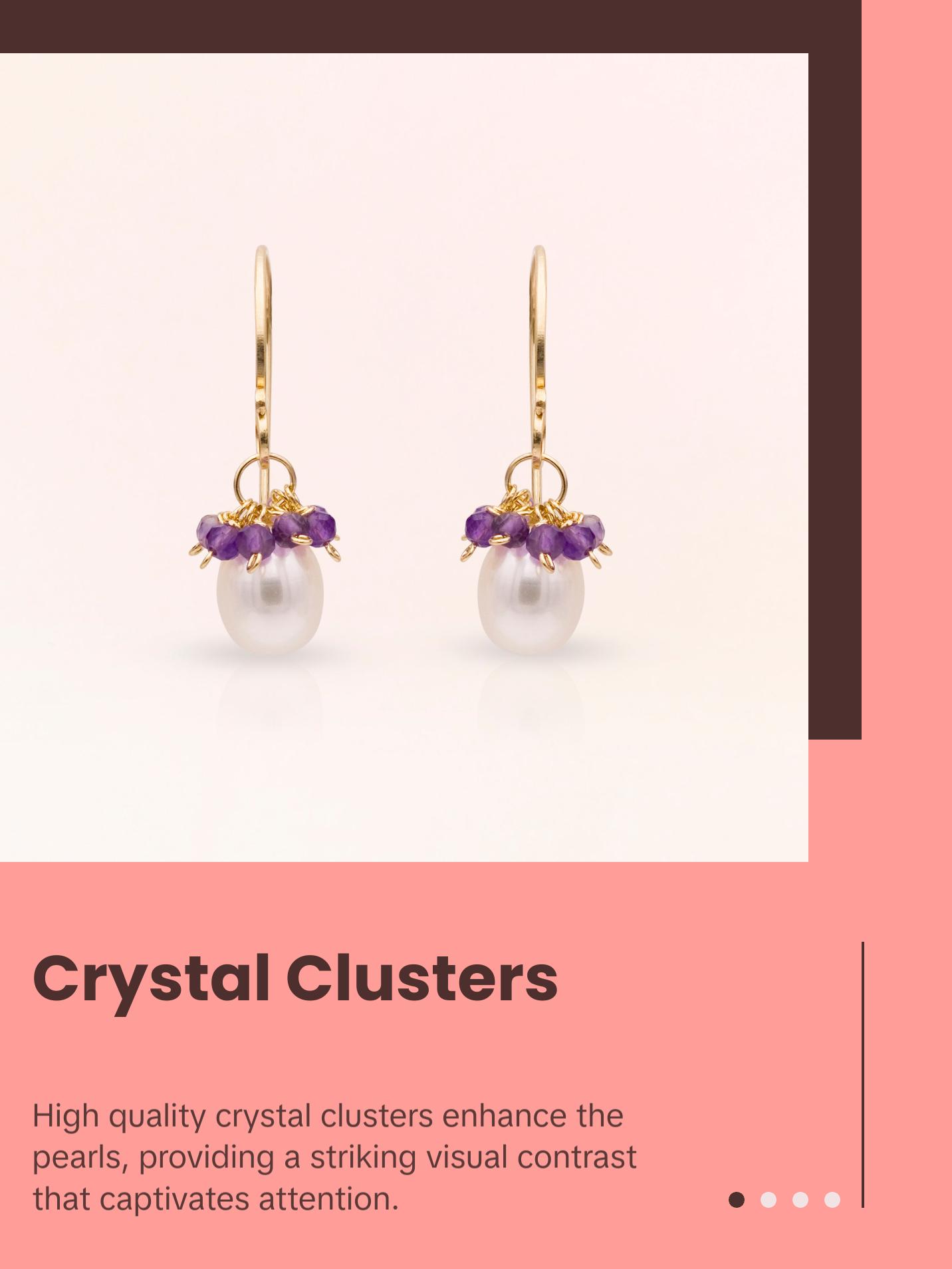 Pearl Earrings with Gemstone Cluster