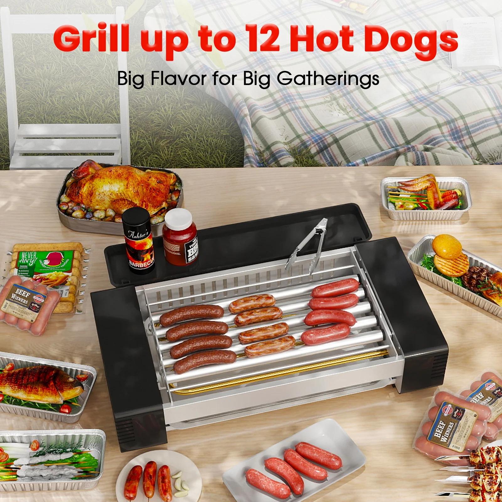 TMWINGS 2-in-1 Electric Grill Roller & Hot Dog Machine, Indoor Smokeless BBQ Grill with Non-Stick Griddle, Perfect for Family Cooking & Home Parties, Household Appliances Kitchen Appliances