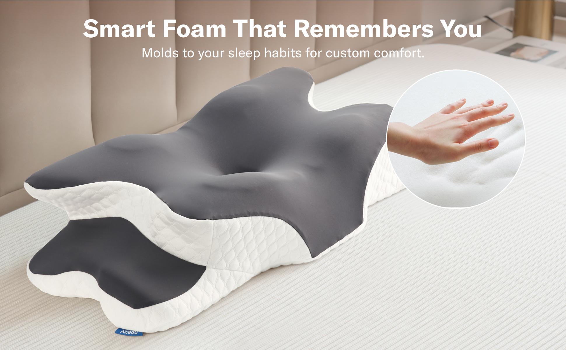 Alcedo Cervical Memory Foam Pillow for Neck and Shoulder Pain Relief, Adjustable Ergonomic Contour Orthopedic Pillow with Cervical Support for Side, Back and Stomach Sleepers