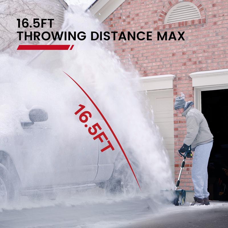 【Clearance ends in 24 hours!】Syvio/Enhulk Cordless Snow Shovel, 20V | 12-Inch | Cordless Snow Blower, Battery Powered Snow Blower with Directional Plate & Adjustable Front Handle (2*20V Battery & Dual Quick Charger Included)