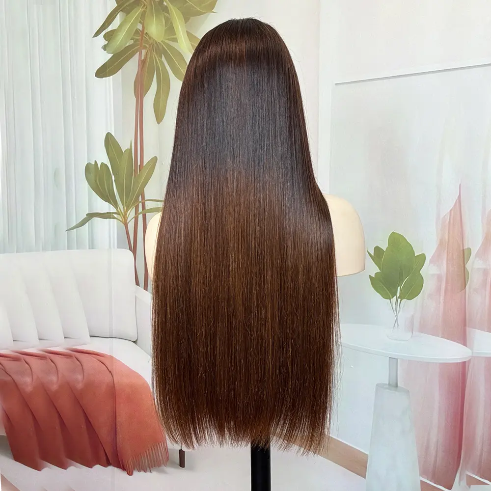 Ombre Brown HD Lace Wigs Pre Bleached Knots Raw Vietnamese Hair 5x5 13x4 Bone Straight Bob Wig Super Double Drawn 100% Human Hair 200% Density