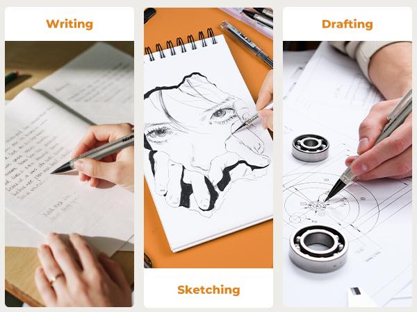 Nicpro 6 PCS Art Mechanical Pencils Set with Case, Drafting Pencil 0.5 & 0.7 & 0.9 mm and 3PCS 2mm Lead Holder (4B 2B HB 2H Colors) For Art Writing, Sketching Drawing,With Lead Refills Erasers