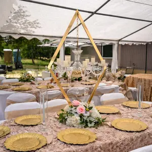 SET of 2 | 45.6” Tall Diamond Rhombus Metal Candle Holders Decor Centerpiece Decor Centerpiece