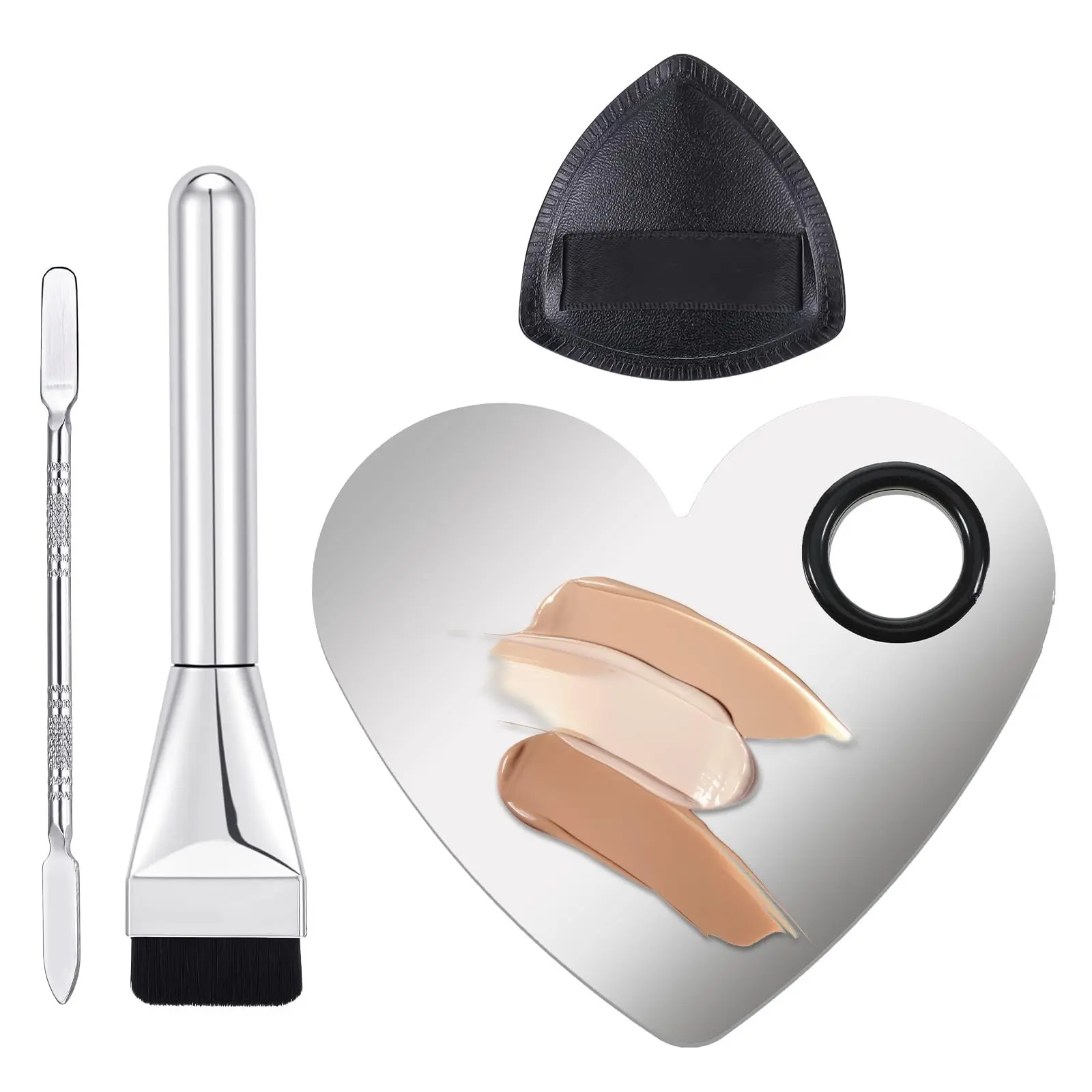 Makeup Mixing Palette Korean Set with Foundation Brush and Spatula, Professio...