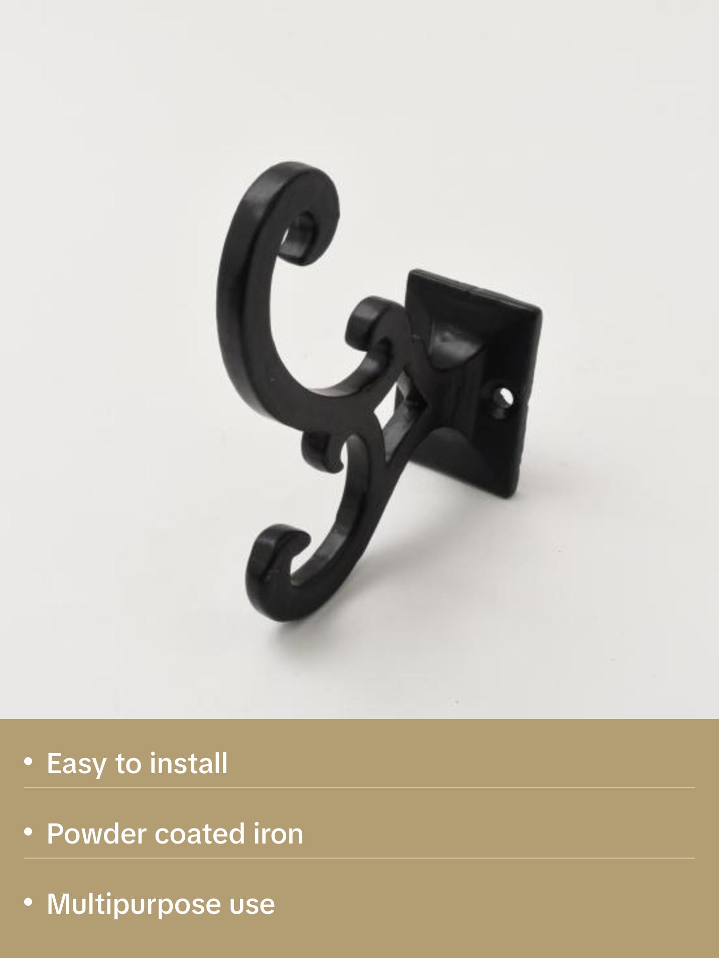 Metal Scroll Wall Hook, Black
