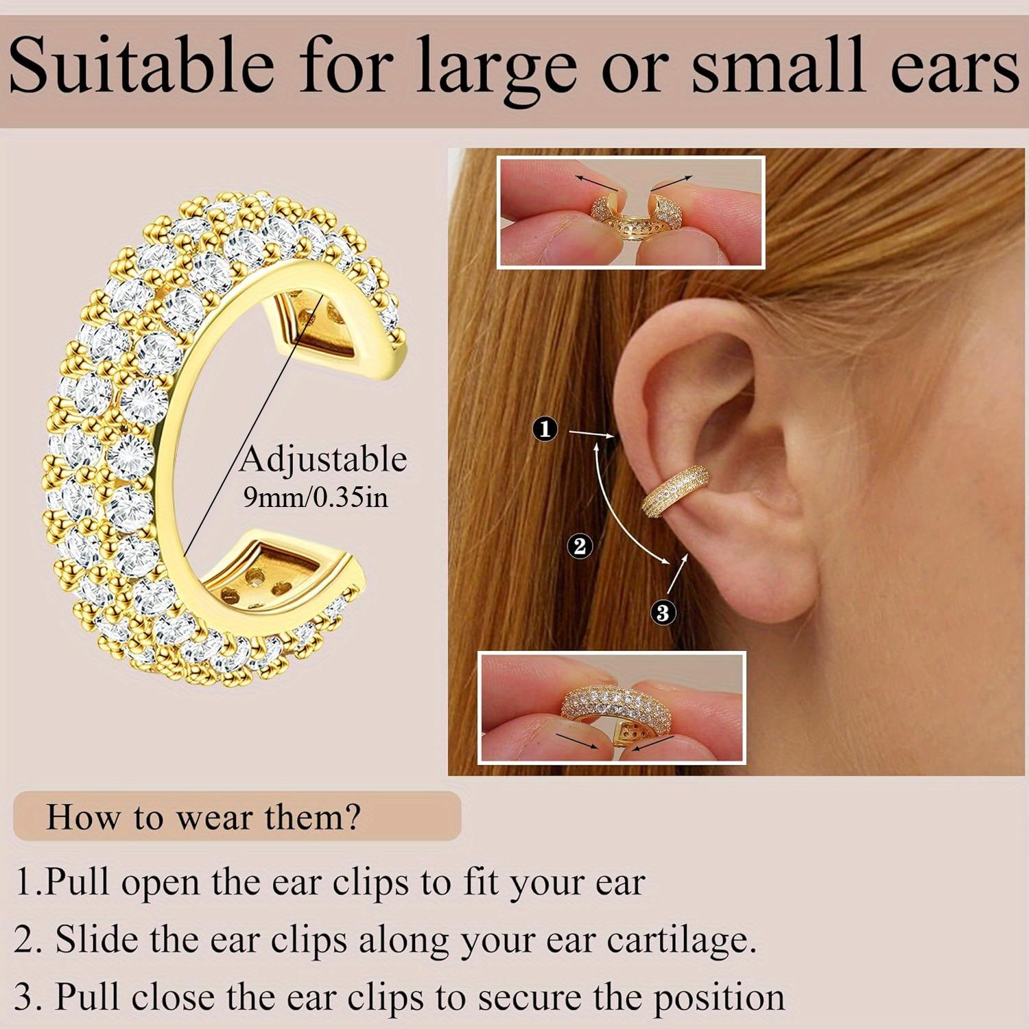 9 Pcs Ear Clips Earrings Set for Women Men 14K Golden Plated Trendy Lightweight Non Pierced Cartilage Ear Cuff Jewelry Adjustable & Hypoallergenic