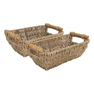 we think storage WTS-HC210 2pk 6.5L Hand-Woven Seagrass Basket