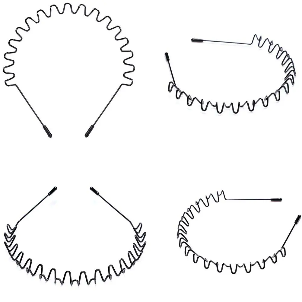 Hair Styling Tools WantGor Metal Headbands,3 Pack Fashion Unisex Black Hairband Spring Wave Non Slip Sports Headwear Hair Hoop Hair Accessories (2 Pack)