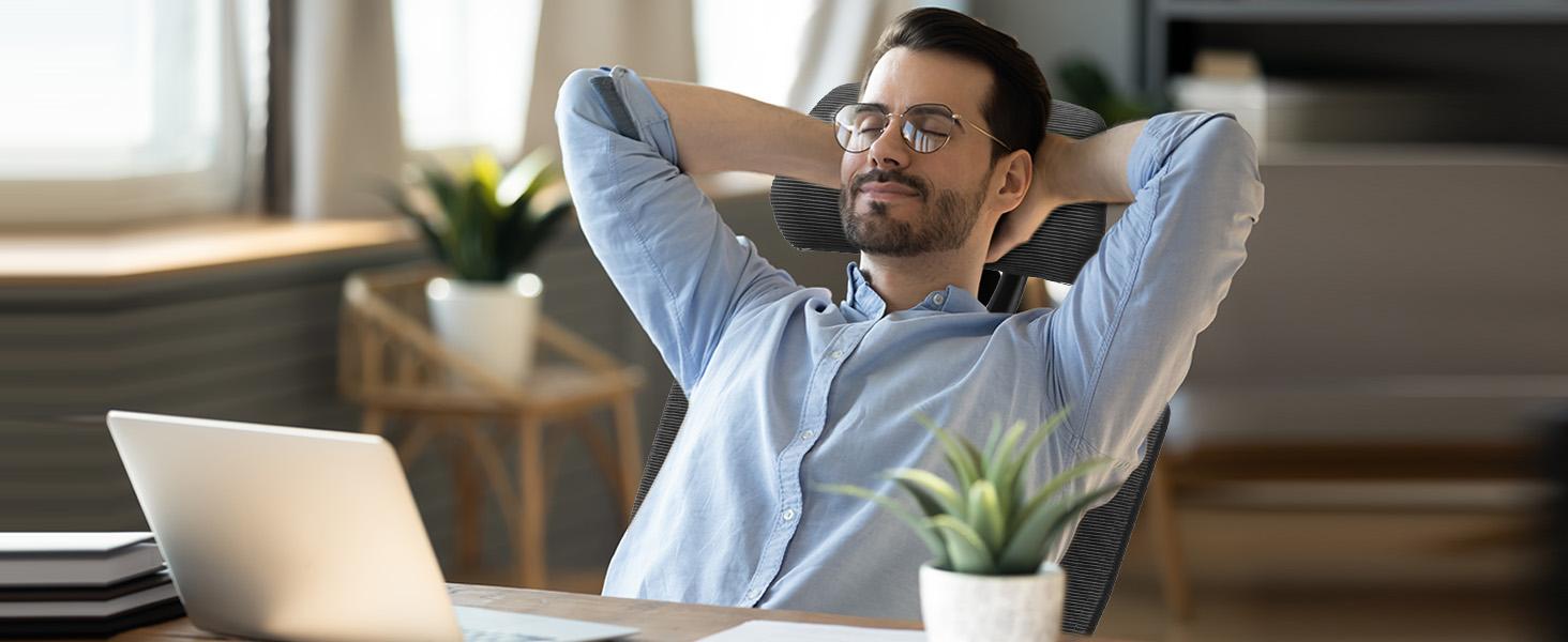 Sweetcrispy Plus Mesh Office Chair, with Lumbar Pillow & Retractable Footrest, with Padded Armrests and Adjustable Headrest, Height Adjustable