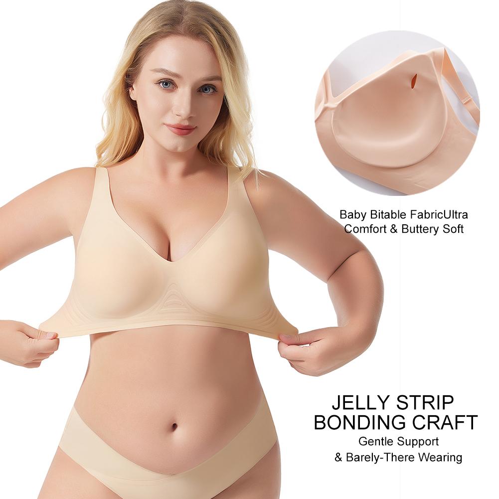1/2/3PCS Jelly Wireless Bras Womens Comfortable Wireless Bras Push Up Bralettes Seamless Tshirts Bras Deep V Everyday Bras S-4XL
