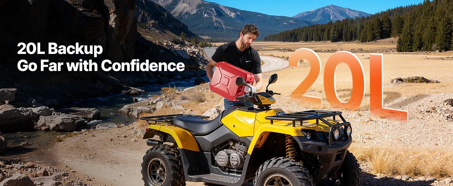 VEVOR Jerry Fuel  Metal Fuel Container, 5.3 Gallon, Fuel Jerry Can with Spout and Comfort Handle, 6 L/min Max Flow Rate, Leakproof & Corrosion-resistant Metal Gas Tank Most Cars Motorcycle ATV UTV, Red, 2 Packs