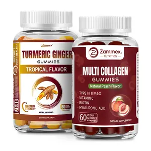 Zammex Vegan Collagen Peptides Gummies, 500mg Peptides, Probiotics & Vitamins, Chewable Supplement for Fitness & Health, Pure, Organic and Convenient