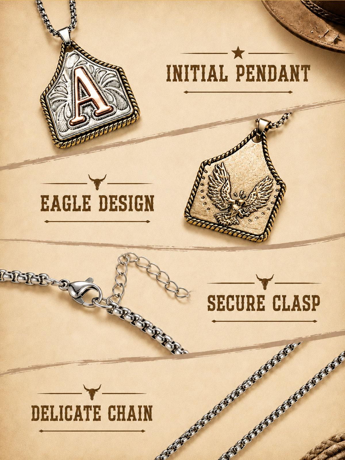Dearmay Initial Necklace for Men or Women 14K Gold Plated Letter Pendant Waterproof Hypoallergenic Vintage Western Personalized Jewelry Gift for Boyfriend