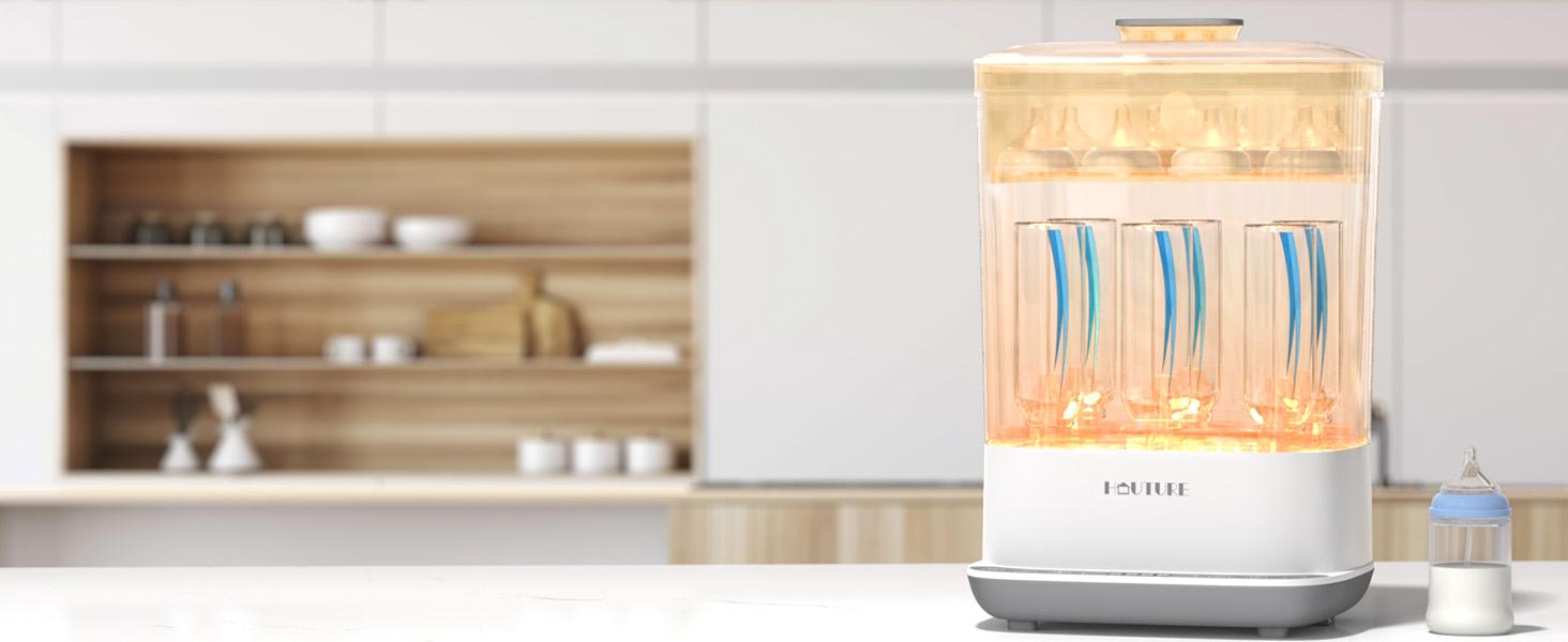 HAUTURE Baby Bottle Sterilizer, 6-in-1  Bottle Sterilizer and Dryer, Electric Steam Bottle Sanitizer for Baby stuffs and Baby Bottles, Mom's Best Choice