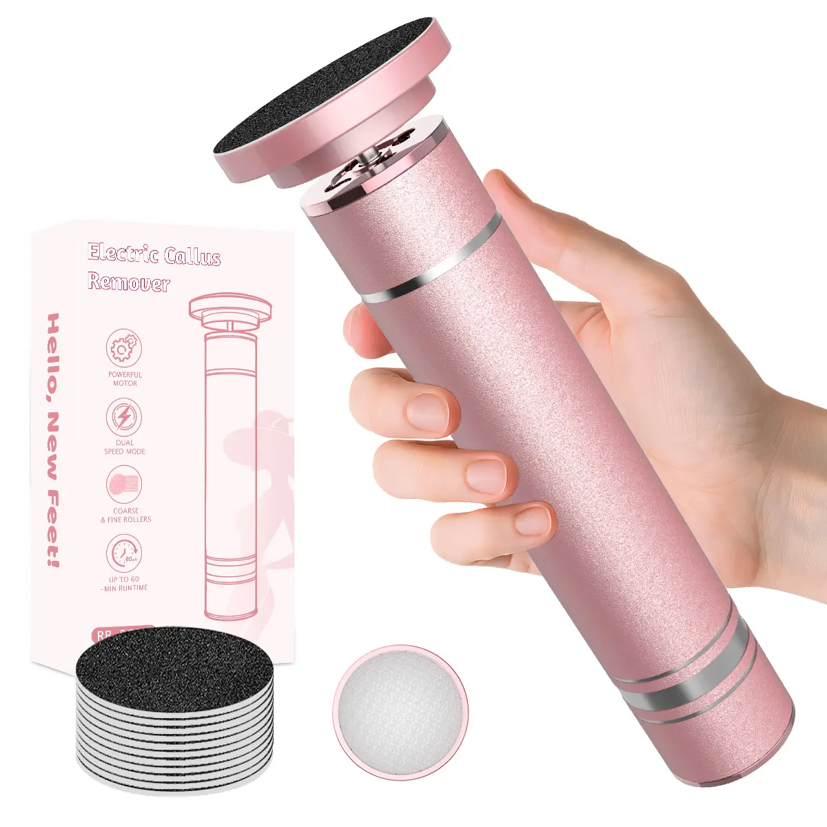 [2 in 1] Electric Foot File, Rechargeable Callus Remover Tool with Nail File Set, with 10pcs Nail Drill Sanding Bands Feet Callus Remover for Home and Nail Salon Pedicures, Home Spa Equipment, Gift for Women, Electronic Callus Remover Foot Pumices