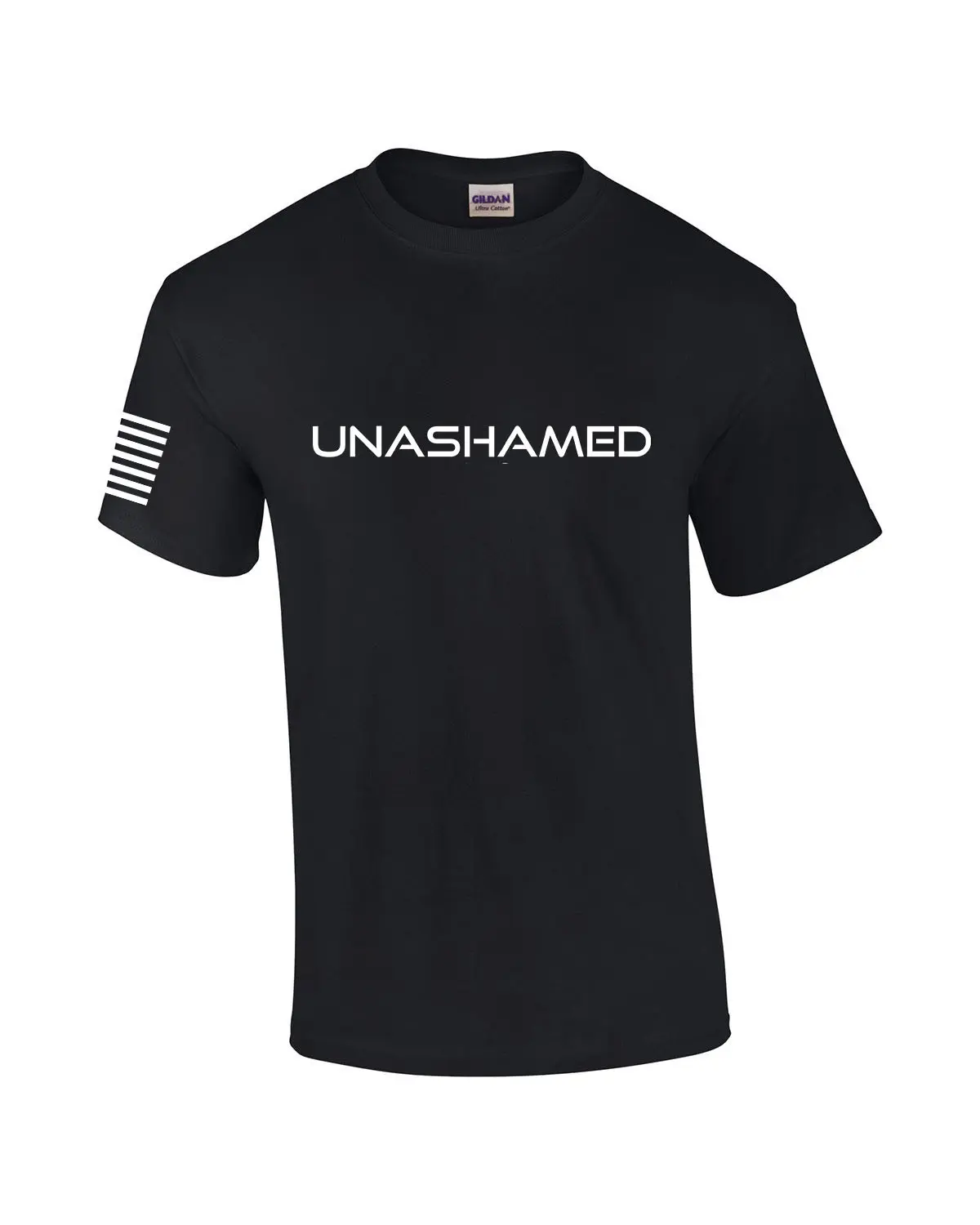 TRENZ SHIRT COMPANY Menswear Men's Christian 100% Soft Preshrunk Cotton Crew Neck Classic Fit Short Sleeve Tshirt - Unashamed Cross Print, American Flag Graphic, Casual Sport Tee, Great Gift, Top