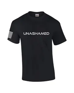 TRENZ SHIRT COMPANY Men's Christian 100% Cotton Classic Fit Short Sleeve T-Shirt - Unashamed Cross Print, American Flag Graphic, Casual Menswear Sport Tee