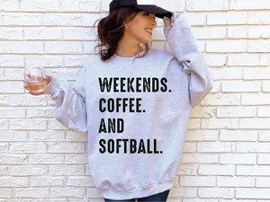 Weekend. Coffee. And Softball.- Athletic Grey Unisex Sweatshirt