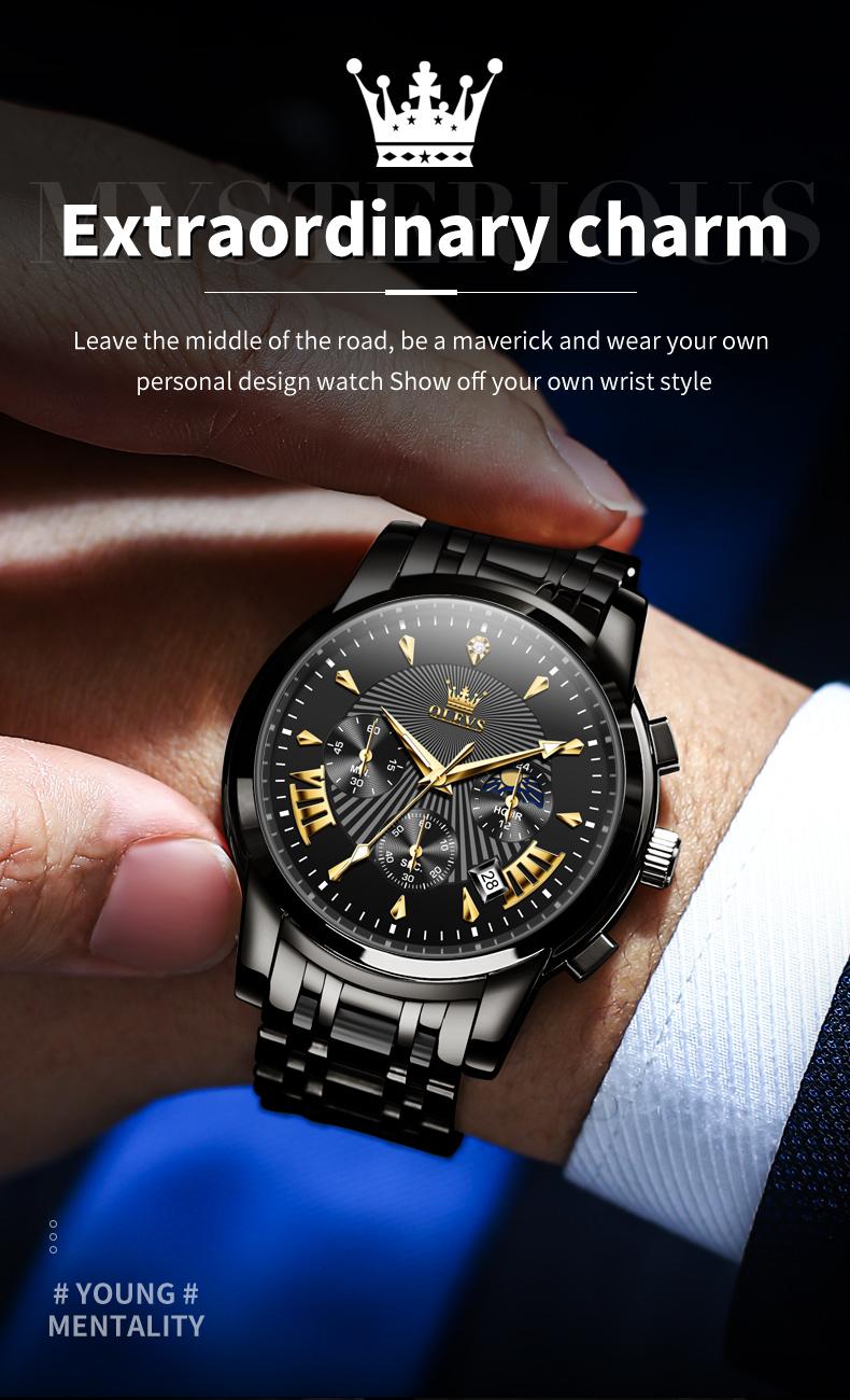 OLEVS Men's Watch Chronograph Business Dress Quartz Stainless Steel Water Resistant Luminous Date Wristwatch OLEVS Men's Watch Chronograph Business Dress Quartz Stainless Steel Water Resistant Luminous Date Wristwatch