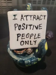 Hand-Painted Ceramic Affirmation Magnet "I Attract Positive People Only"| Personalized 3"x3" Keepsake