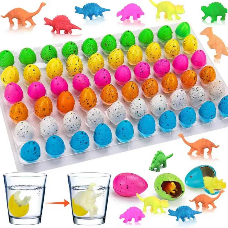 Surprise Dino Hatching Eggs — Just Add Water! 60PCS Grow in Water Dinosaur Toys with Mini Dino Inside for Birthday Party Favors Valentine Goodie Bag Stuffers Classroom Carnival Prizes & Easter Basket Fill