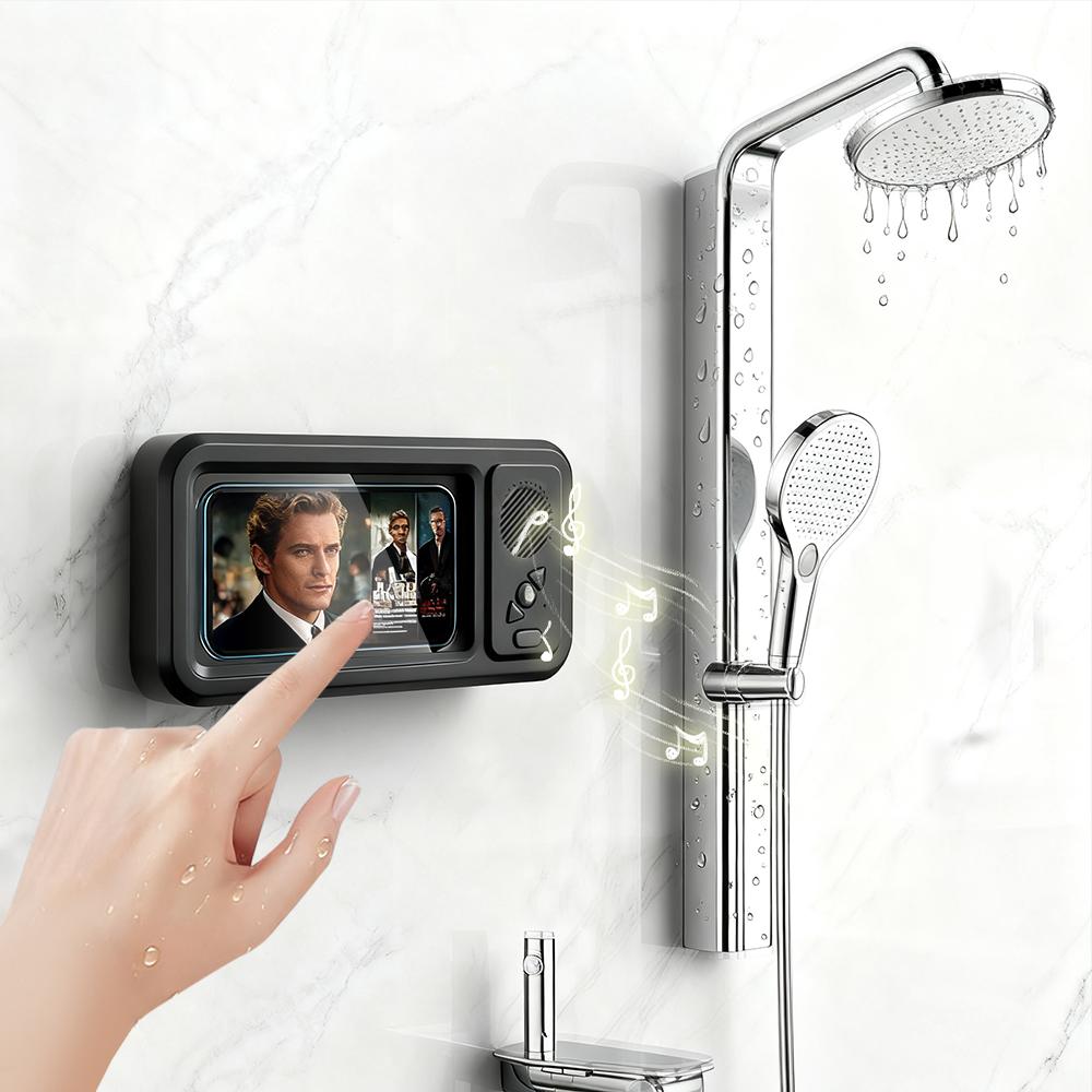 Waterproof Box Speaker Bathroom360°Rotating Touchscreen Bluetooth Speaker forMoviesMusic PhoneHolder Audio Shower TV HolderforSwimming Pool KitchenBathroom Sink -Device