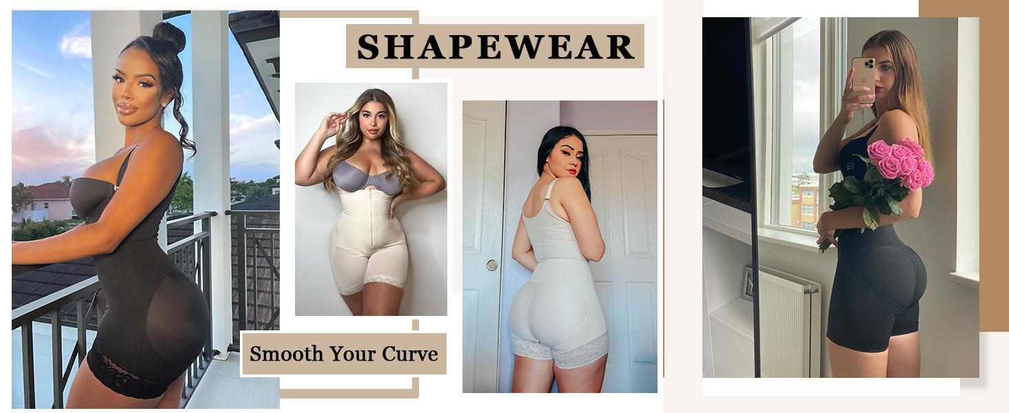 YIANNA Fajas Colombianas Shapewear for Women Tummy Control Shapewear Butt Lifter Bodysuit