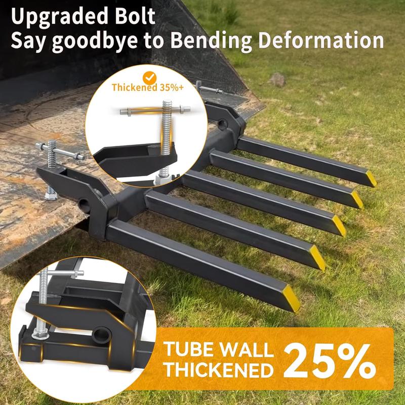 OEDRO Upgraded Clamp on Debris Forks - 48" 2500LBS Heavy Duty Quick Attach Tractor Bucket Pallet Forks with Helical Screw Design for Skid Steer, Farm, Construction, Warehouse Forklift