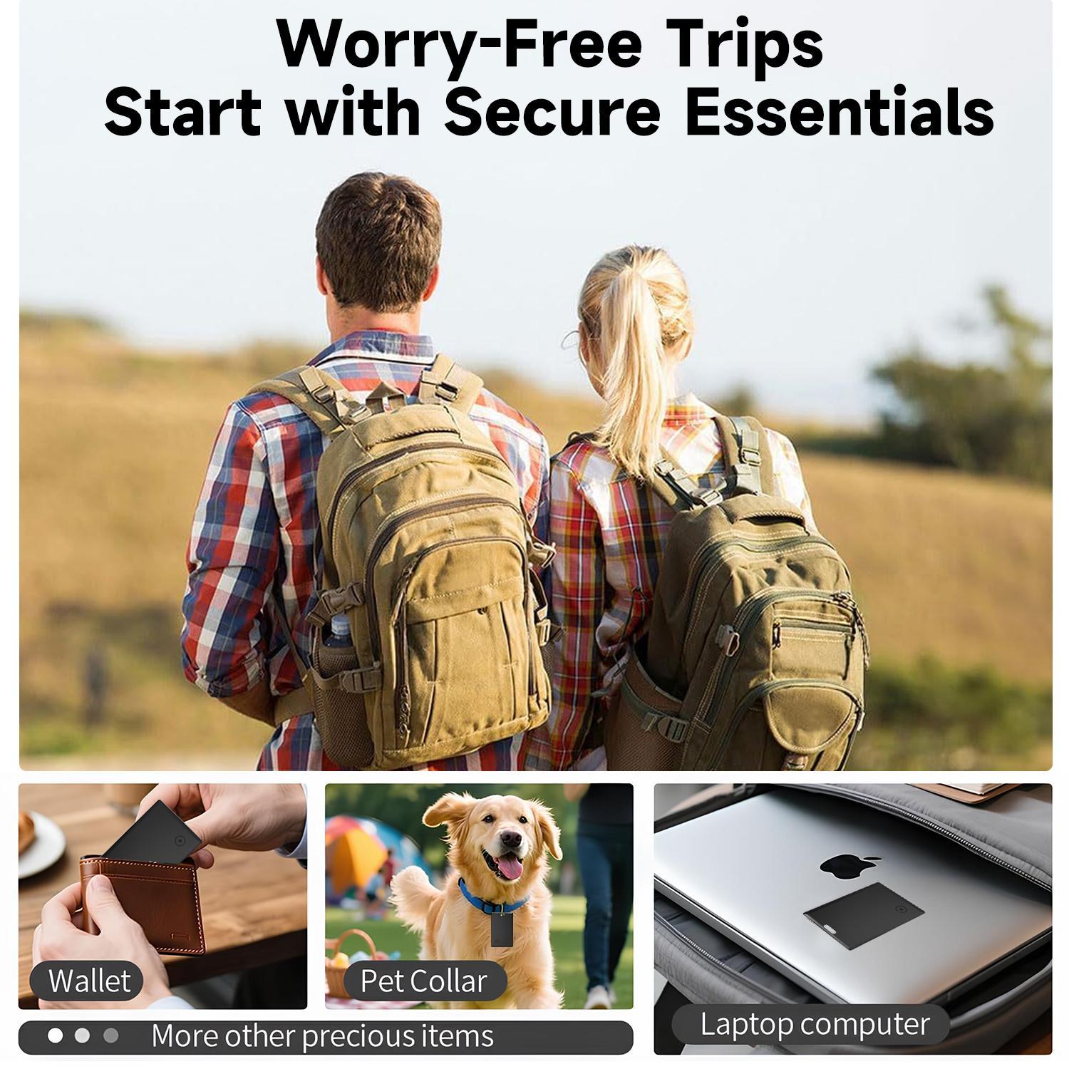 PUKEGM Wallet Tracker Card,Slim Smart Thin Finder,Works with Apple Find My (iOS Only),Waterproof Bluetooth Tracker Card-Button Device Magnetic Item Locator for Luggage Tags,Passports, Phone