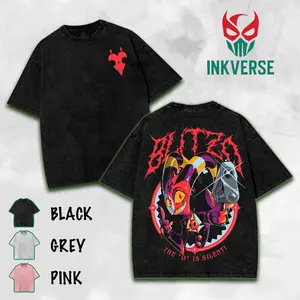 Blitzo Helluva Boss Wash T-Shirt,Hoodie,Sweatshirt Hazbin Washed Shirt, Comic Shirt, TV Show Shirt graphic tees Menswear Top Cotton Fabric lover streetwear