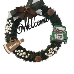 Handmade Game Day Wreath: Football Front Door Decor, 18 inch