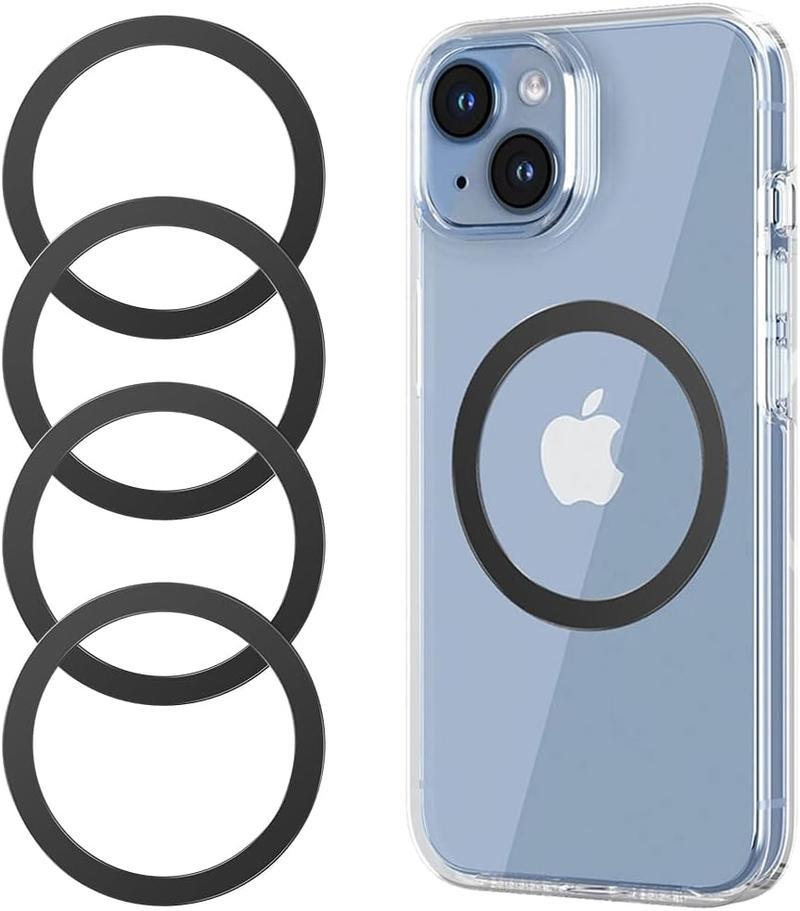 4-Pack Ultra-Thin Metal Rings – 0.4mm Magnetic Stickers for iPhone 12-16, Galaxy S24/S23/S22, Wallets, Grips & Car Mounts