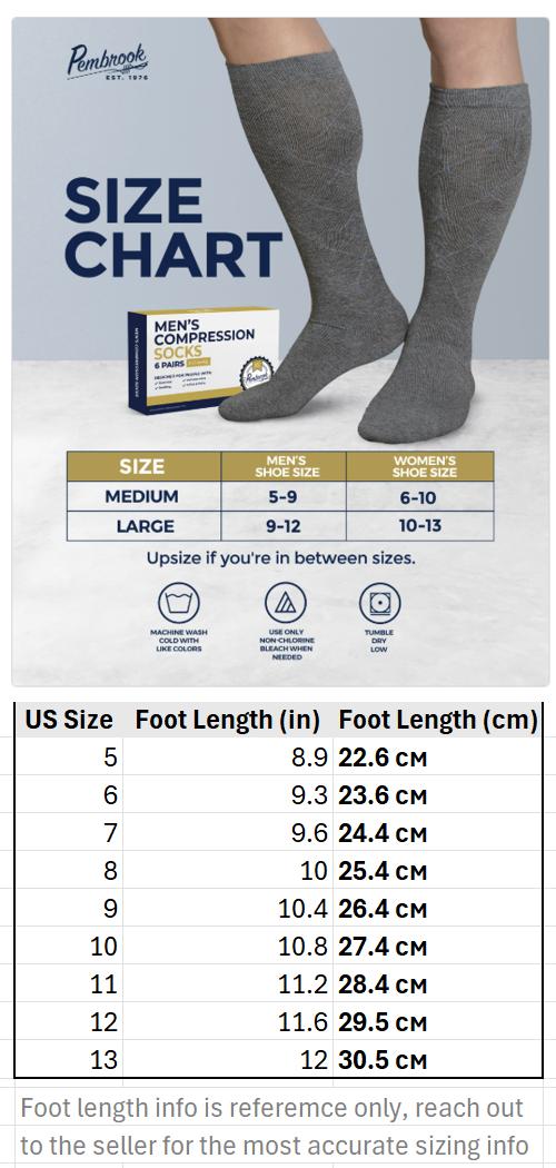 Pembrook Light Compression Socks - 6 Pairs For Men | 8-15 mmHg Cotton | Polkadots, Stripes, Argyle Designs