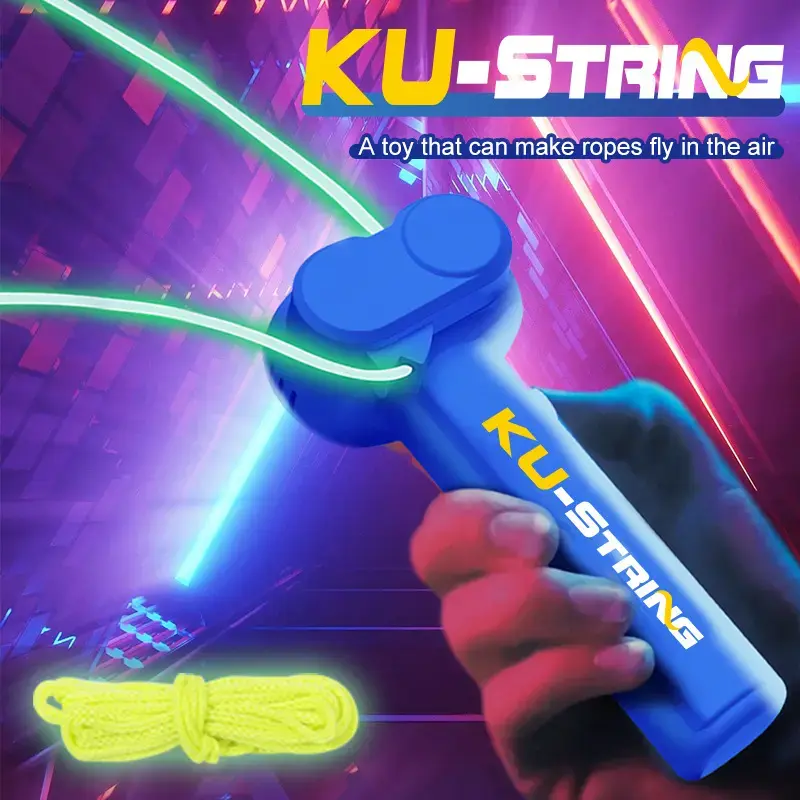 The Glow-In-The-Dark String Shooter Toy, Handheld Fun Stress Reliever Electronic Rope Launcher Toy, Electric Luminous Rope Light, Portable Rope Launcher, Safe Fun Adult & Kids Rope Launcher Gift, Viral Fidget Toy Gadget, Music Festival Rave Dance