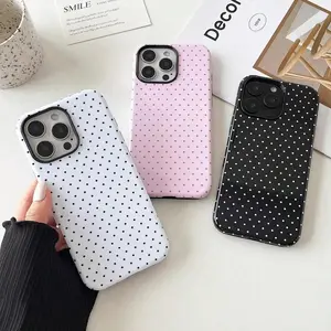 Compatible With IPhone 13 Case, Fashion Cute Polka Dot Pattern Aesthetic Design For Women, Soft TPU And Hard Back Shockproof Phone Case For IPhone 17 Air 16 15 14 13 12 11 Pro Max Plus Compatible With Sam Galaxy A And S Series