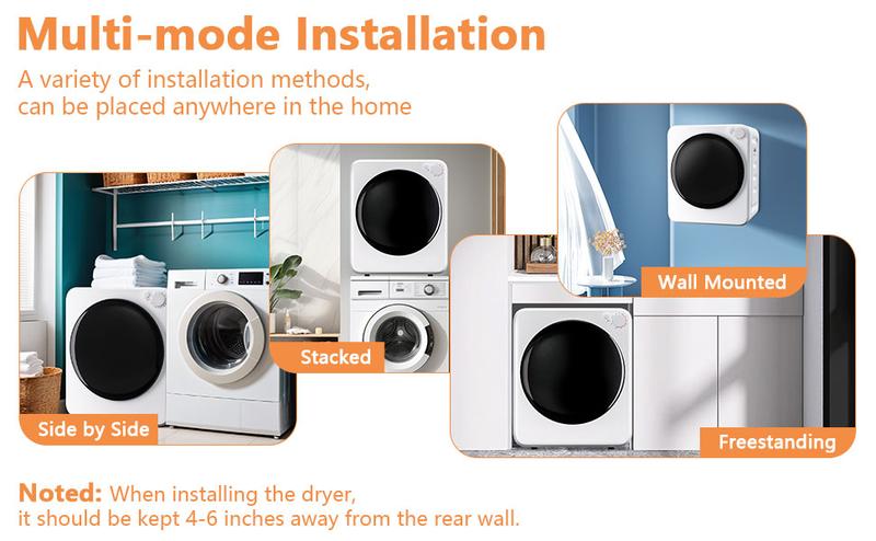 DollarDash 1.6 Cu.Ft Portable Clothes Dryer, 800W Fast Drying Front Load Laundry Dryer with 5 Mode, Mini Electric Clothing Dryer with Stainless Steel Tub, Compact Machine for Apartment, Home, Dorm