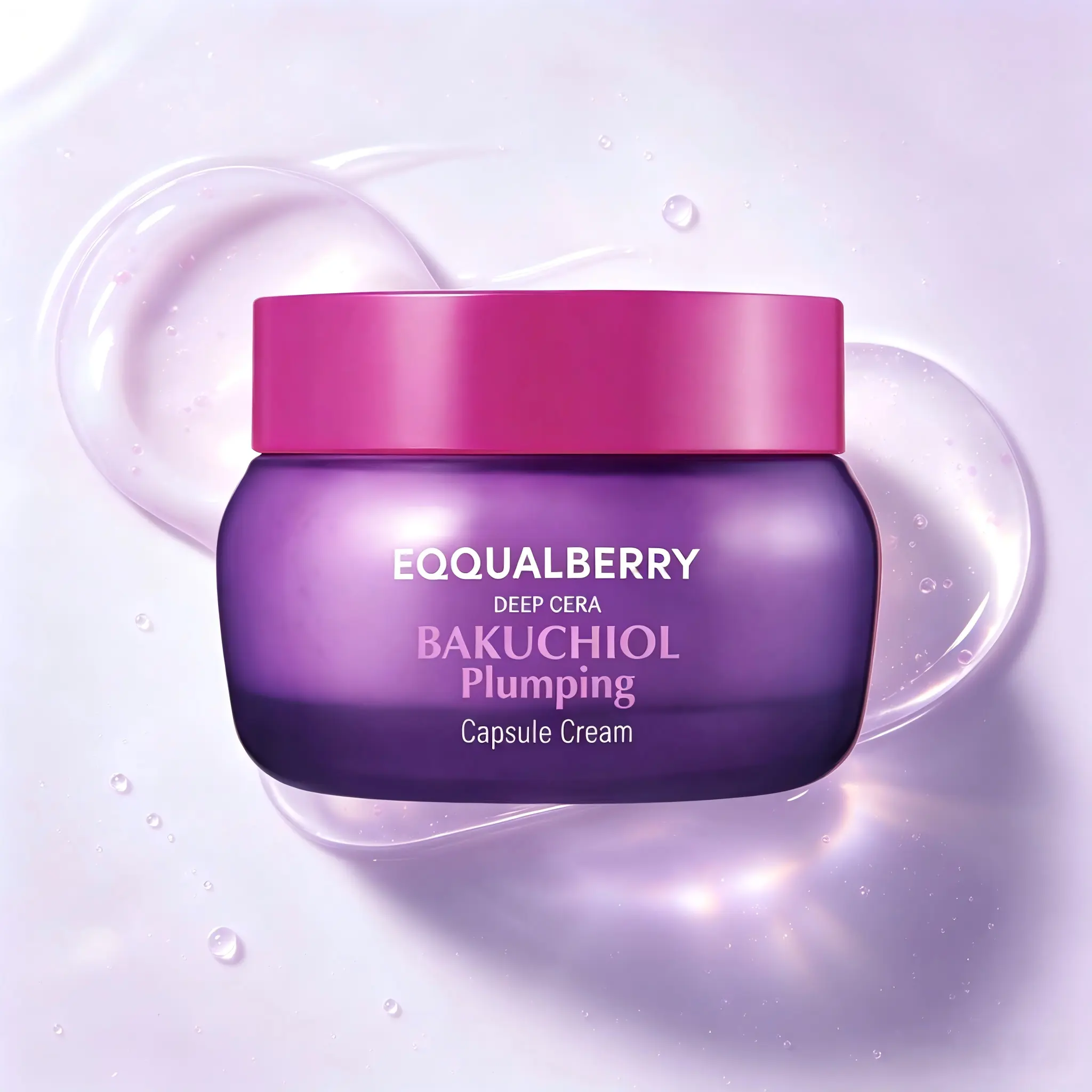 EQQUALBERRY Bakuchiol Plumping Capsule Cream, Retinol-Alternative Facial Moisturizer with 5 Collagen & 5 Ceramide, Firming Pore Care & Skin Repair, 50ml