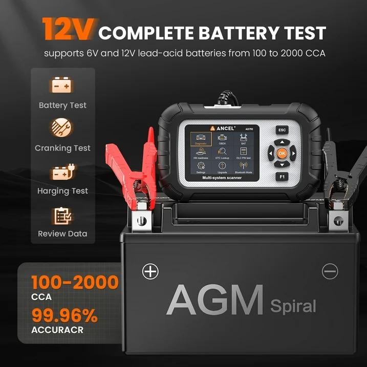 ANCEL AD710 ABS SRS OBD2 Scanner Automotive Scan Tool with ABS Bleeding, EPB Reset, Battery Test, Live Data, Full OBD2 Modes, Car Code Reader Diagnostic Tool