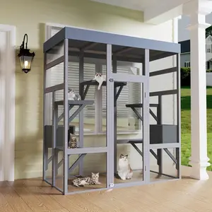 70" Large Catio Outdoor Cat Enclosure, Large Multi-Level Cat Villa! Indoor & Outdoor Cat Cage with Platforms, Escape-Proof Cat Enclosure