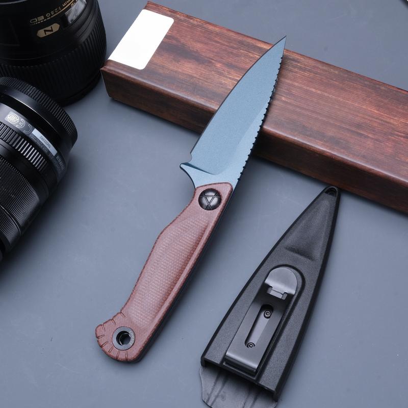 203 fixed straight knife, linen PVC handle, CMP anti-corrosion and wear-resistant high hardness steel, outdoor camping and driving survival EDC tool, the best men's gift.