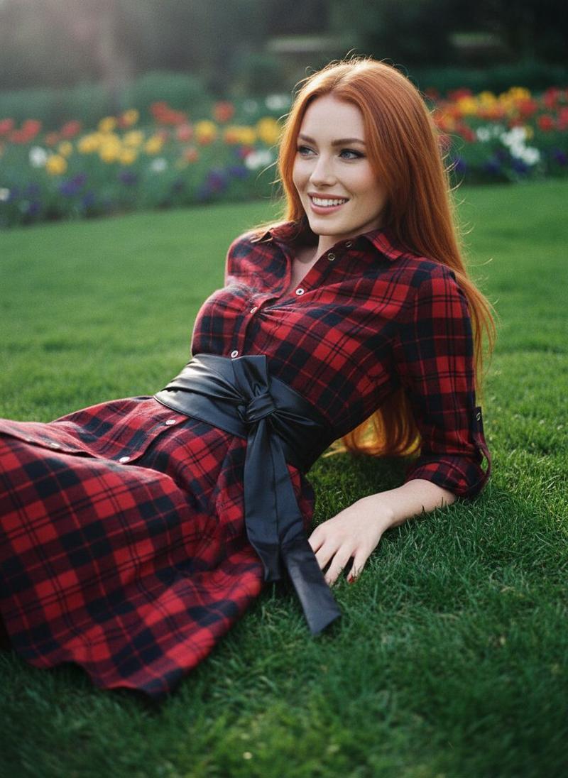 1950S 3/4 Sleeve Plaid Belt Dress Casual Outfits Women Collared Black Vintage Check Leather Womenswear