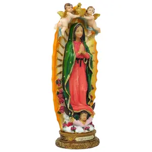 Virgen de Guadalupe 12" Inches Tall Con Angeles Coronandola Mother Mary Estatua Our Lady of Guadalupe Brand New